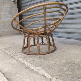 Papasan loveseat chair in rattan, 1950