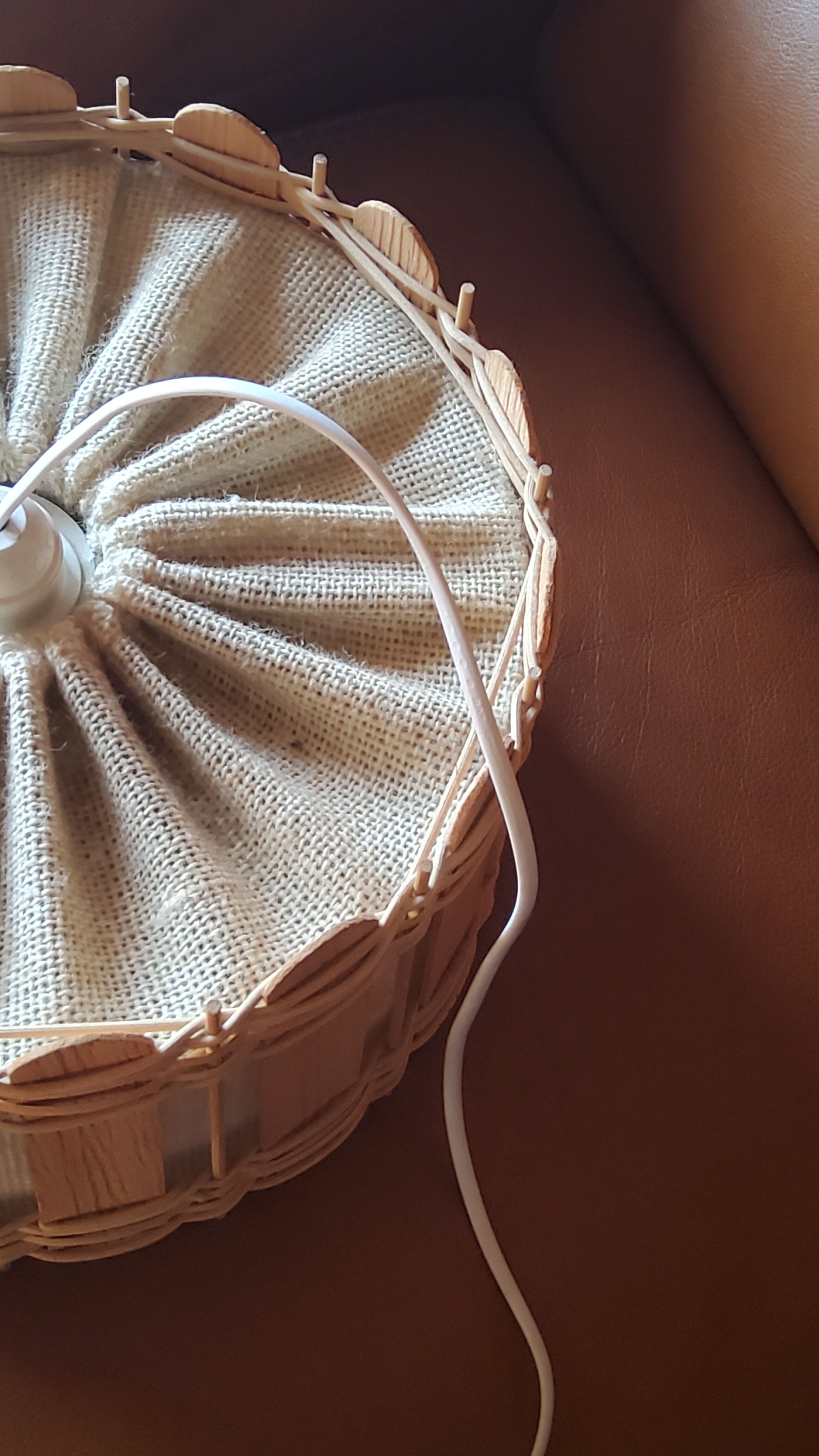 70s suspension in rattan and Scandinavian style fabrics