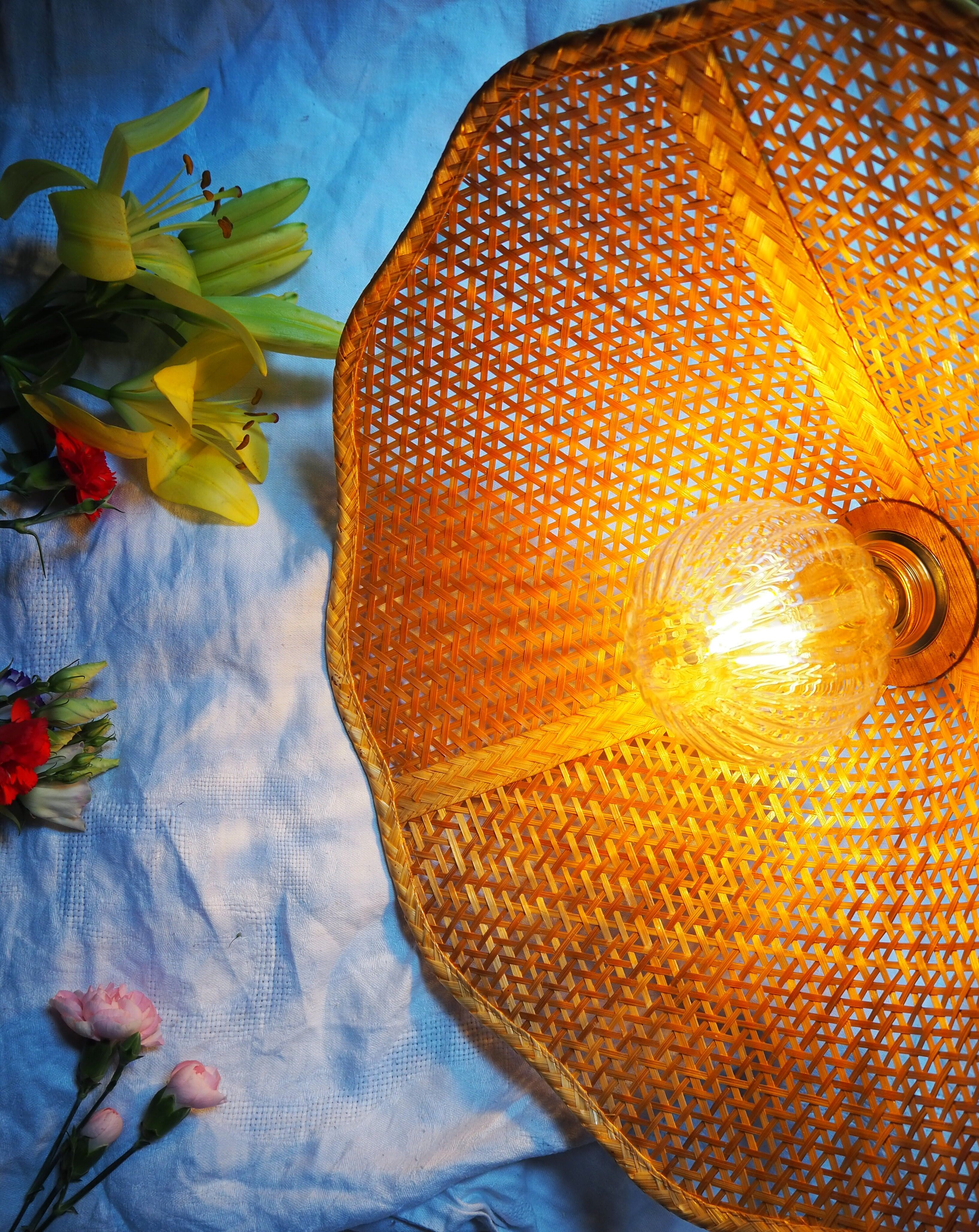 Natural canage wall sconce