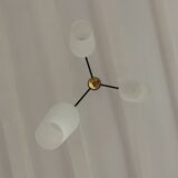 Pendant lamp 3 globes in opaline glass