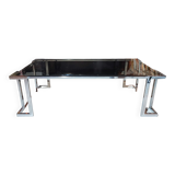 Vintage glass and chrome coffee table 1970