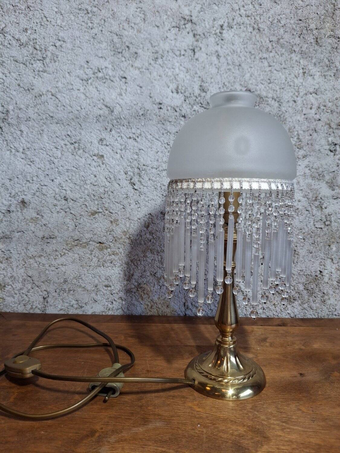 Art Nouveau lamp with blown glass pendants, early 20th century.