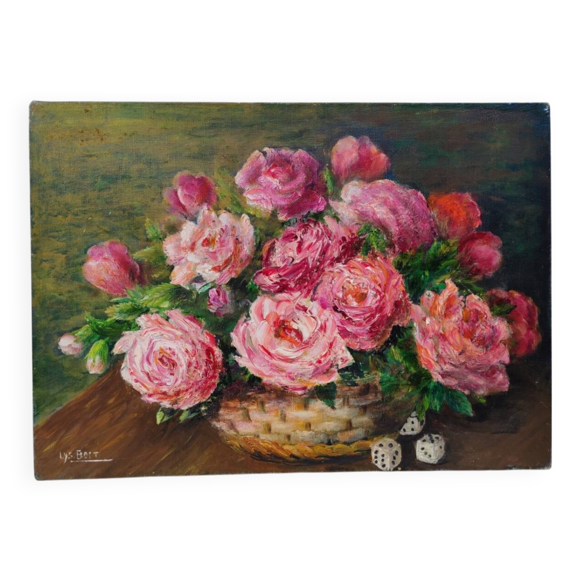 Oil on canvas, bouquet of flowers by Lysiane Boit.