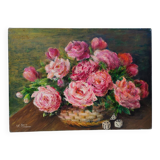 Oil on canvas, bouquet of flowers by Lysiane Boit.