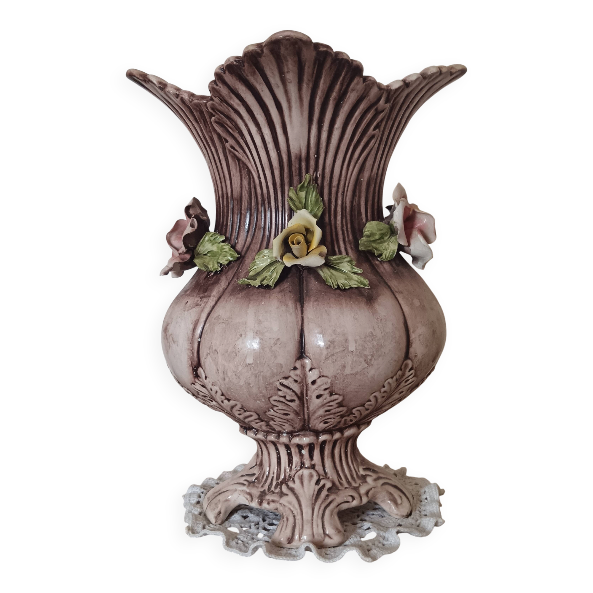 Decorative porcelain vase in Capodimonte style.