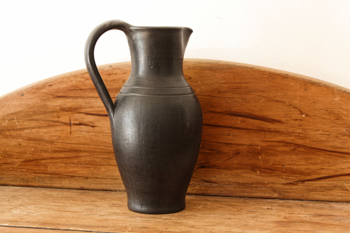 Black ceramic pitcher