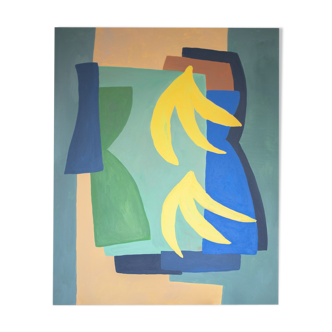 Large painting on banana canvas