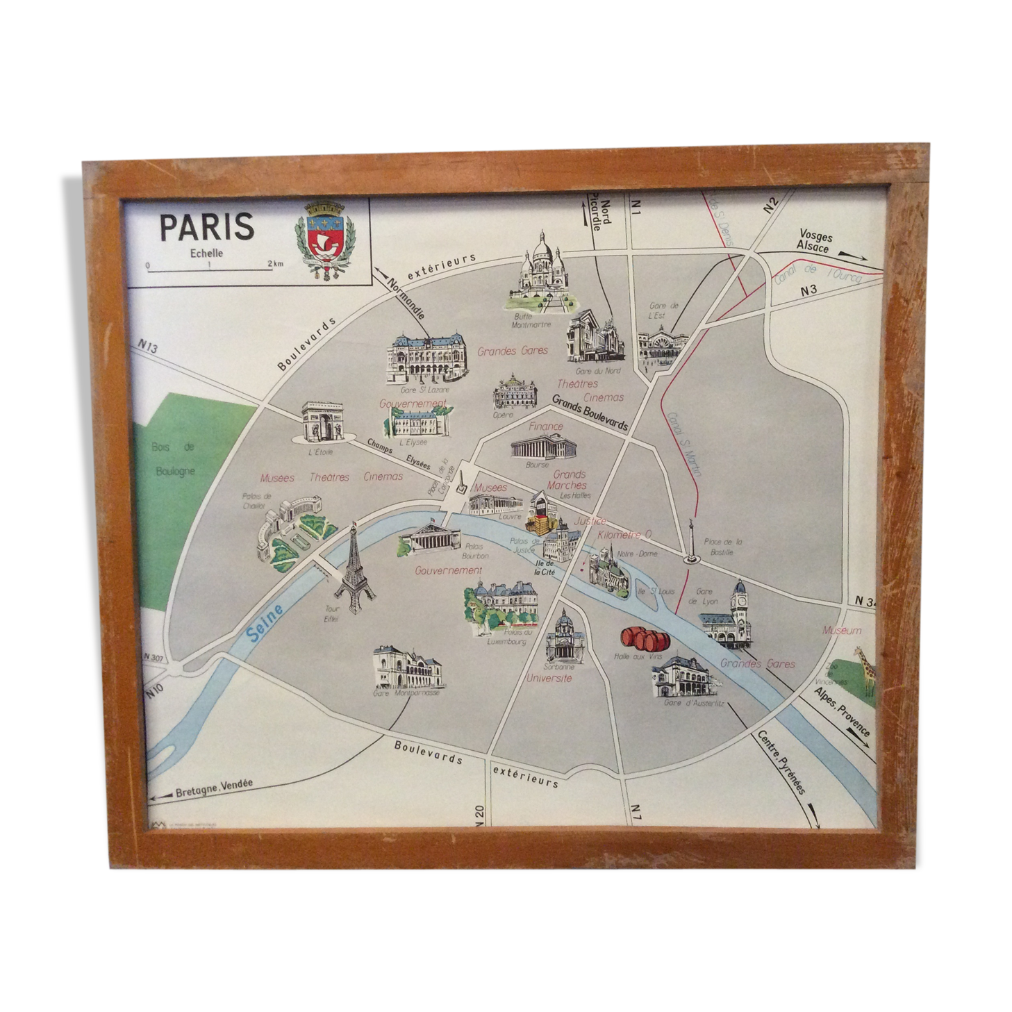Paris school poster/ Paris region two-sided 1960 vintage