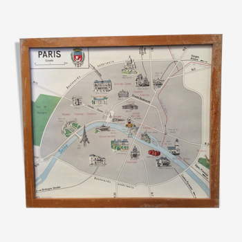 Affiche scolaire Paris/ Région parisienne recto verso 1960 vintage