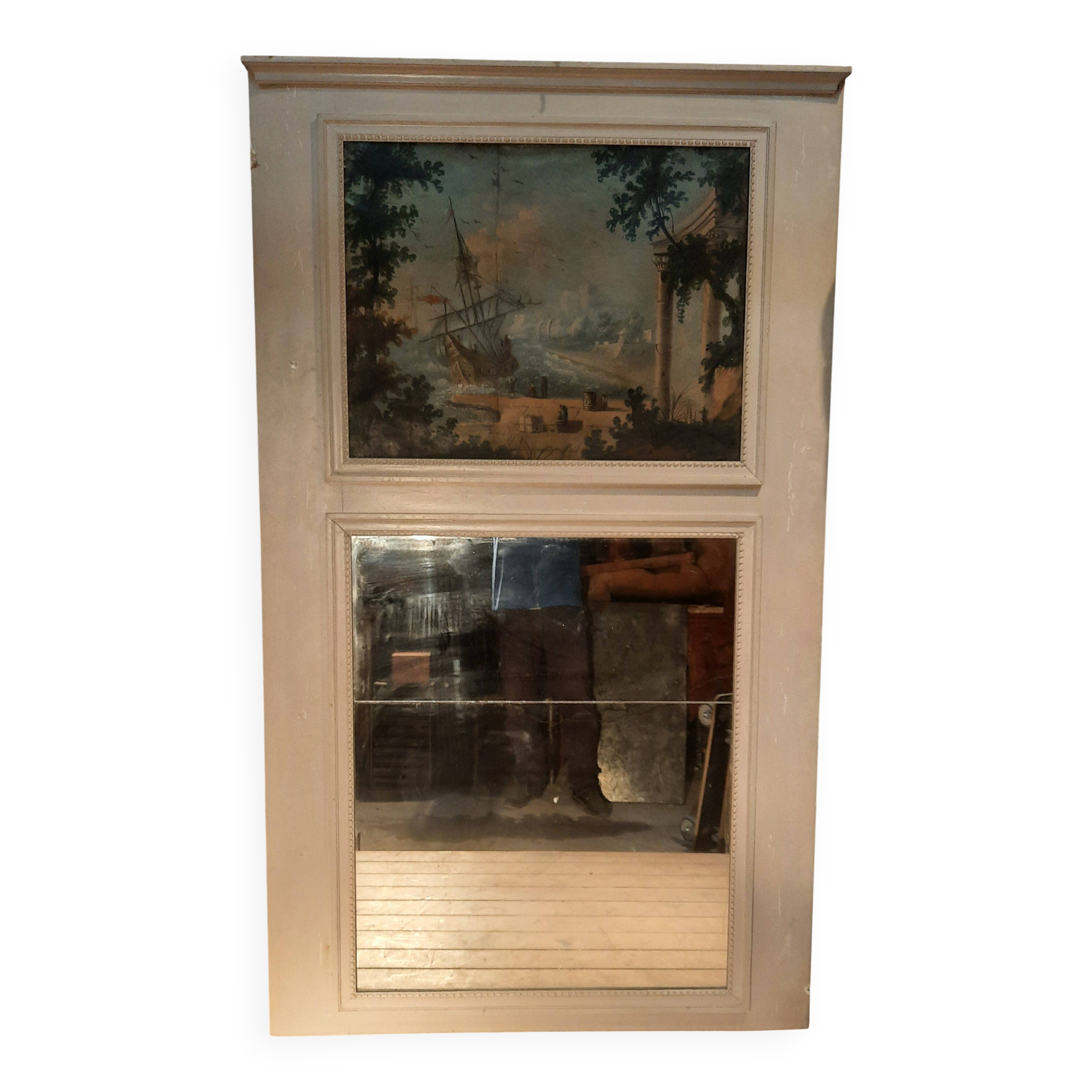 Large trumeau of woodwork mirror