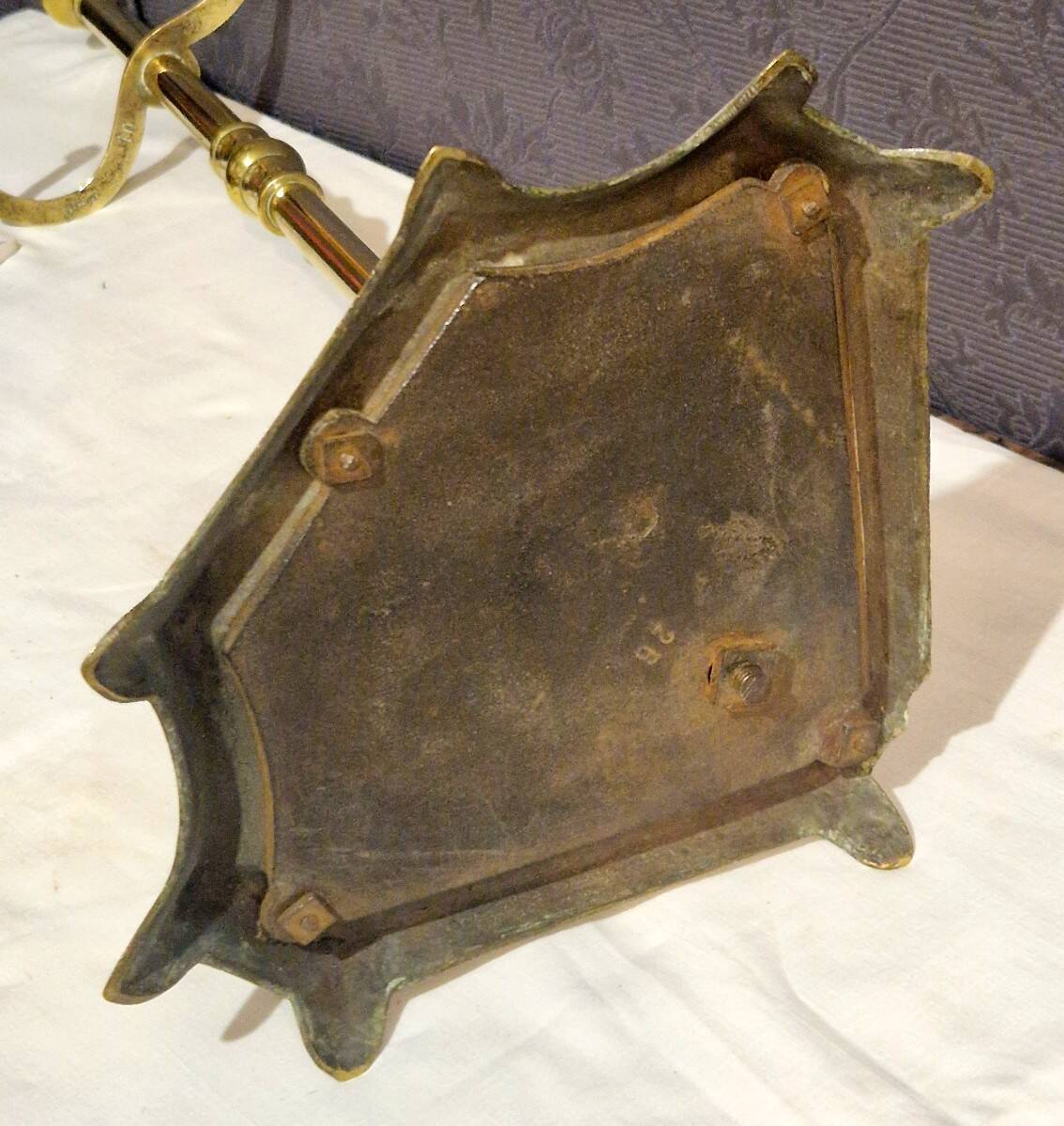 19th century brass fireplace set