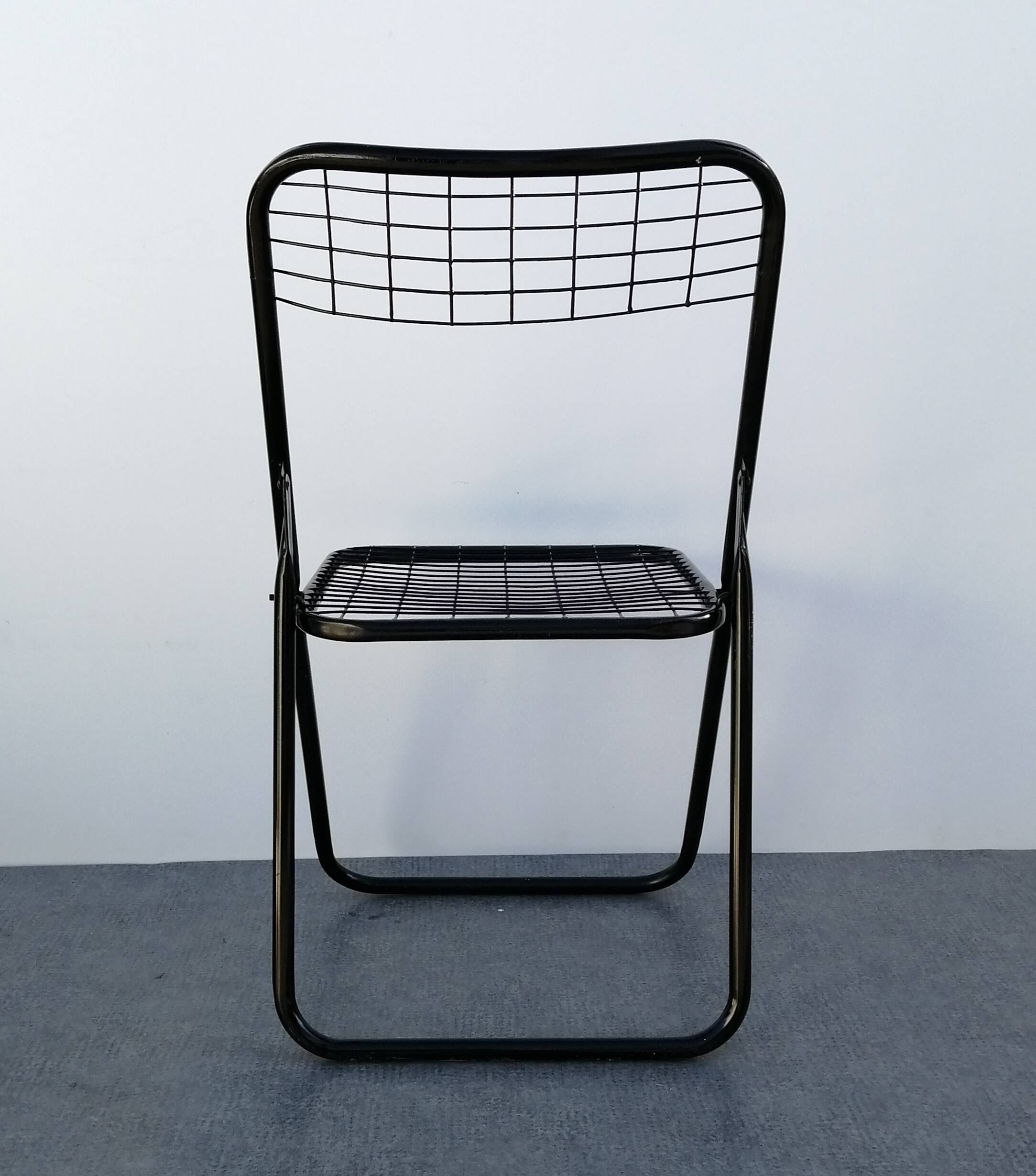 Vintage black metal folding chair 1970s