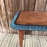 Table d'appoint pliante en bois et rotin 1960