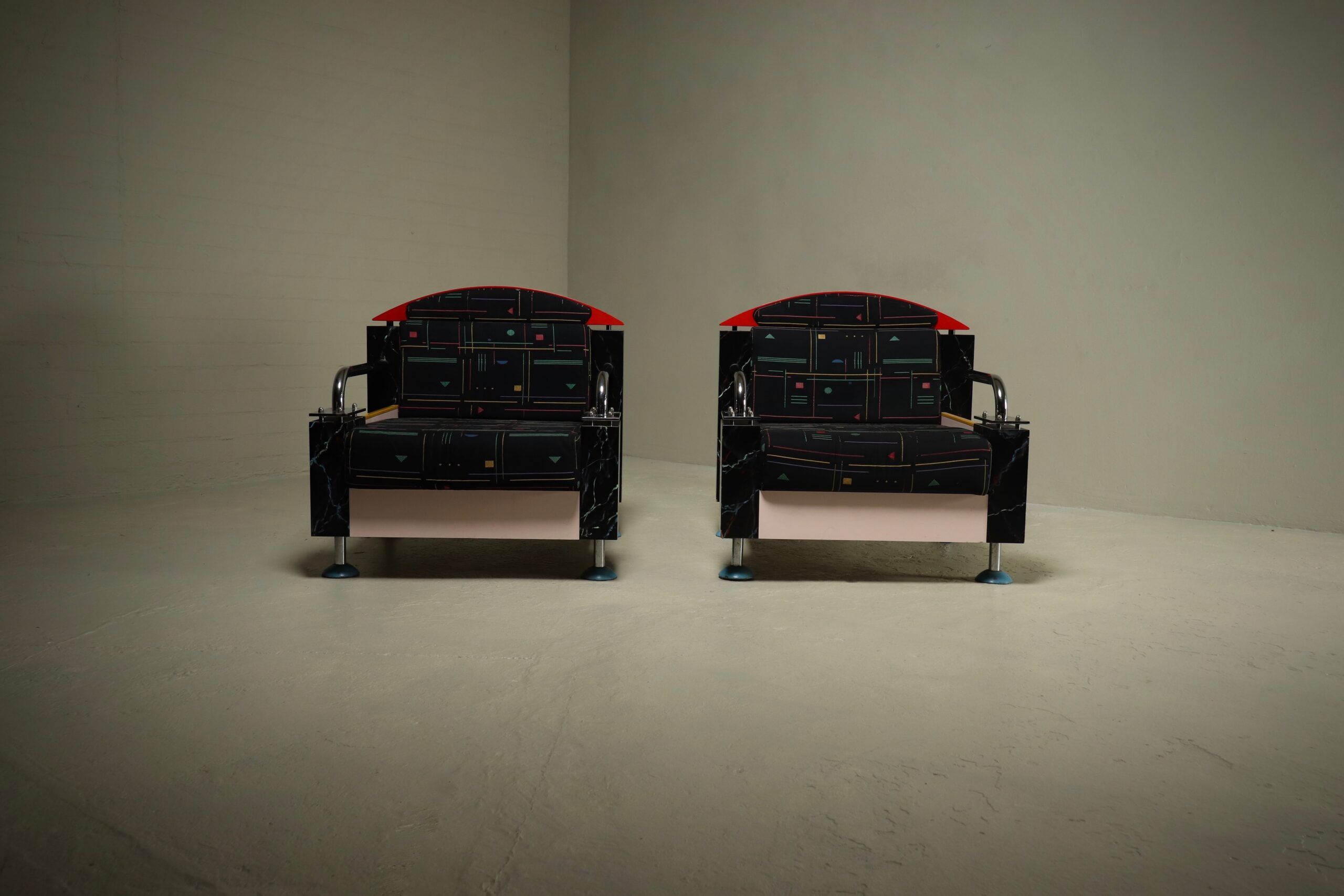 Pair of lounge chairs by Dutch architect Wim Hofman 1980s