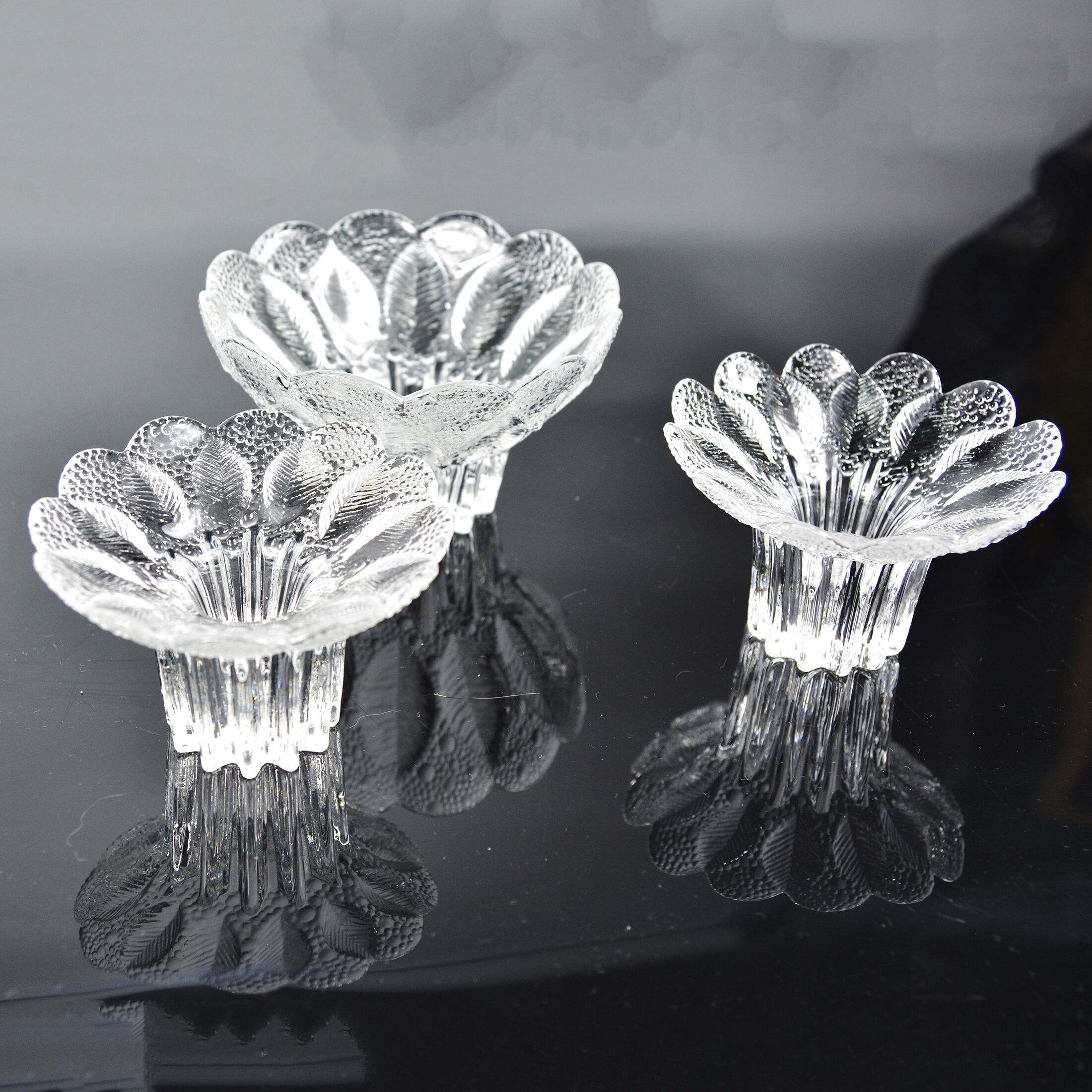Set of 3 Lausitzer Glas candlesticks, Germany, 1980s