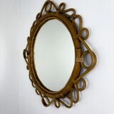 Spanish rattan bamboo oval mirror, circa 1960s