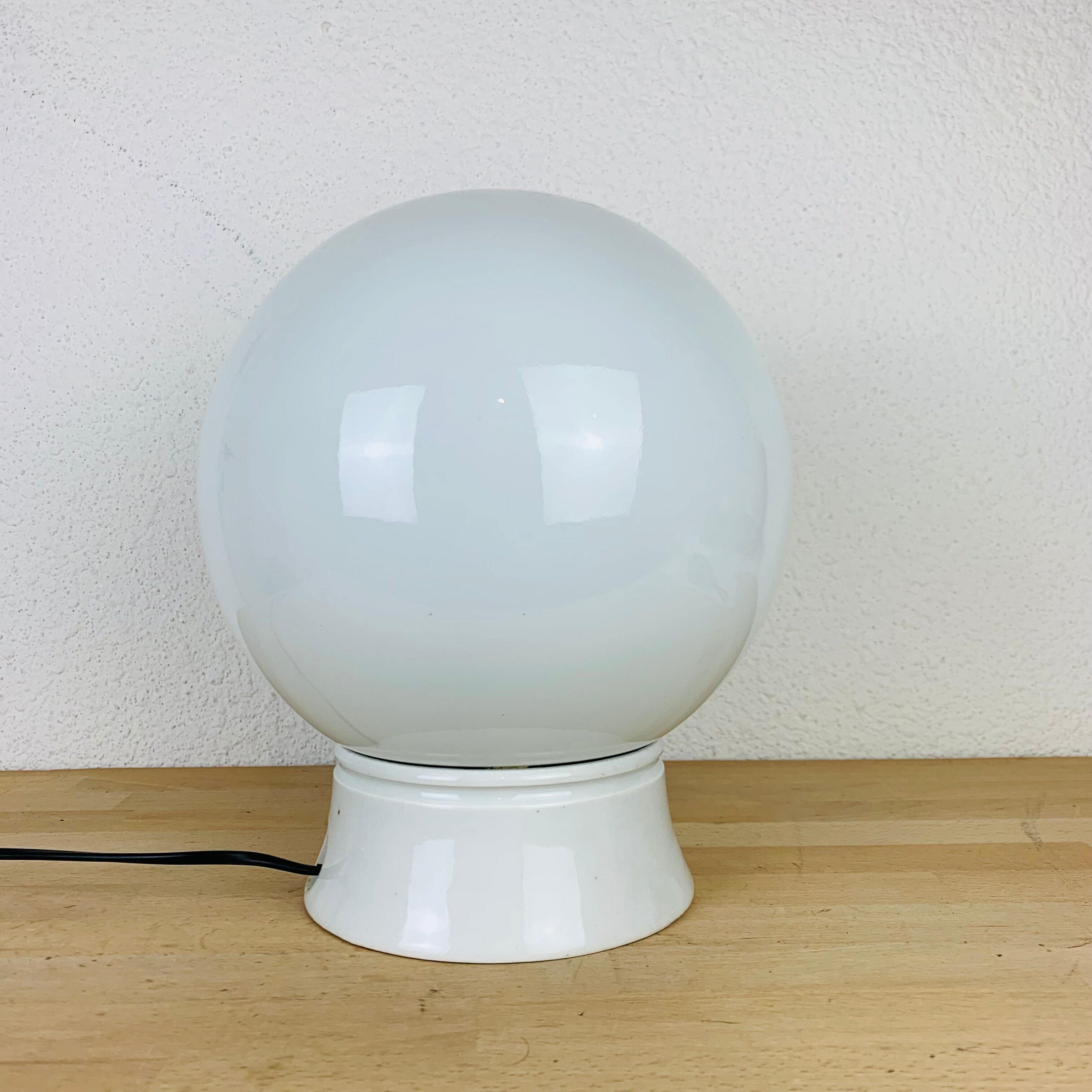 Lamp opaline globe and ceramic wall or ceiling lamp