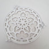 Old trifle, white enamelled cast iron, geometric decoration