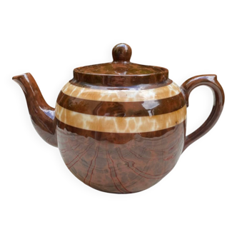 Théière en céramique marbré marron et beige - Made in England