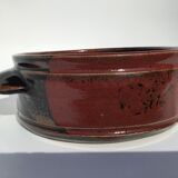 Artisanal sandstone dish signed Guibert red brown decorated