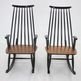 1960s Pair of Varjosen Puunjalostus Beech Rocking Chair, Finland