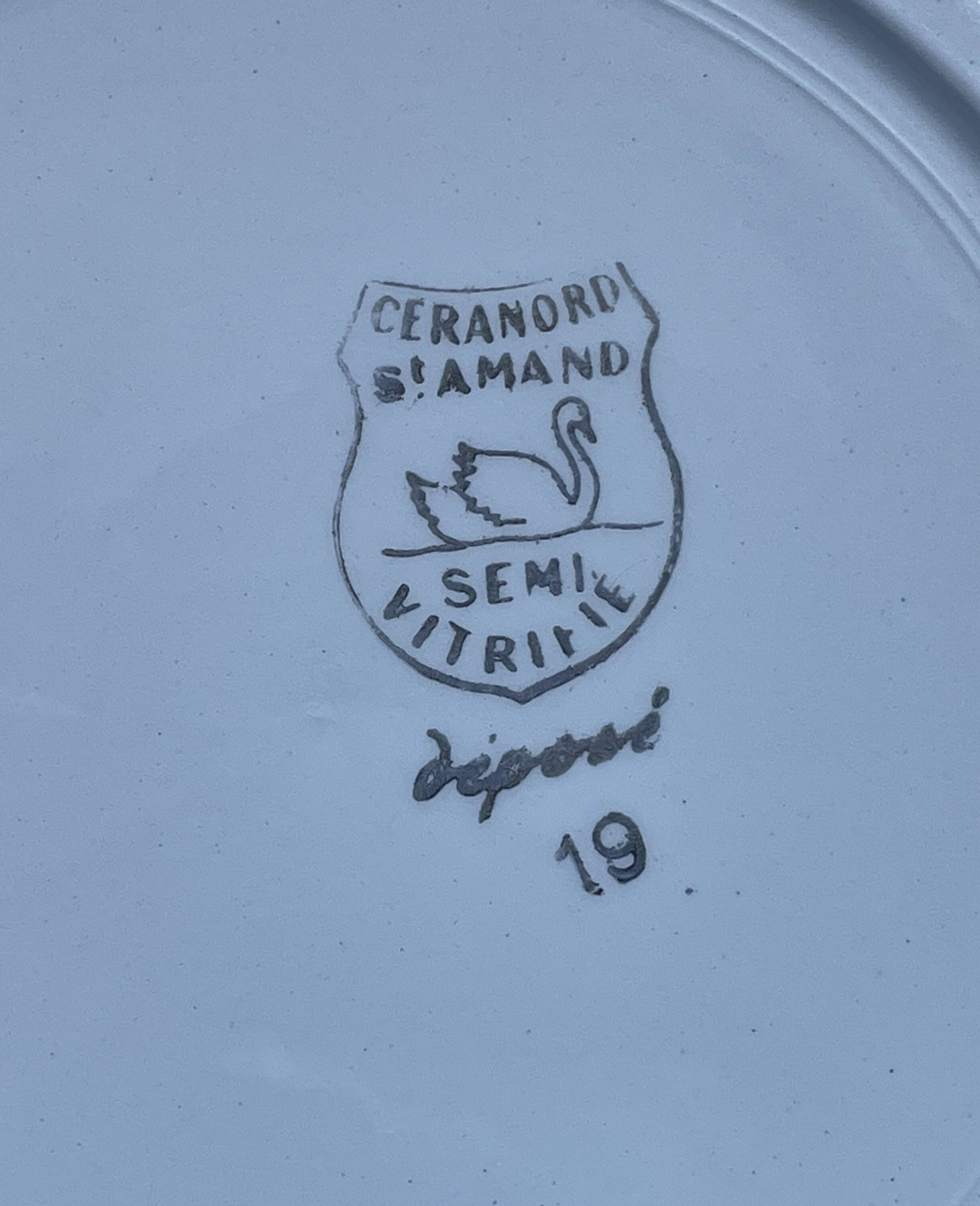 4 antique deep plates Céranord Saint-Amand vegetable garden design