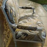 Louis XVI style bench sofa with upholstery and beech wood - Completely revamped