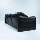 Maralunga sofa in brown black leather by Vico Magistretti for Cassina, 1970
