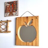 Rectangular apple mirror in pine wood and rope