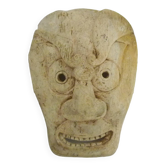 Netsuke old large bone mask japan grimacing character. 19th century