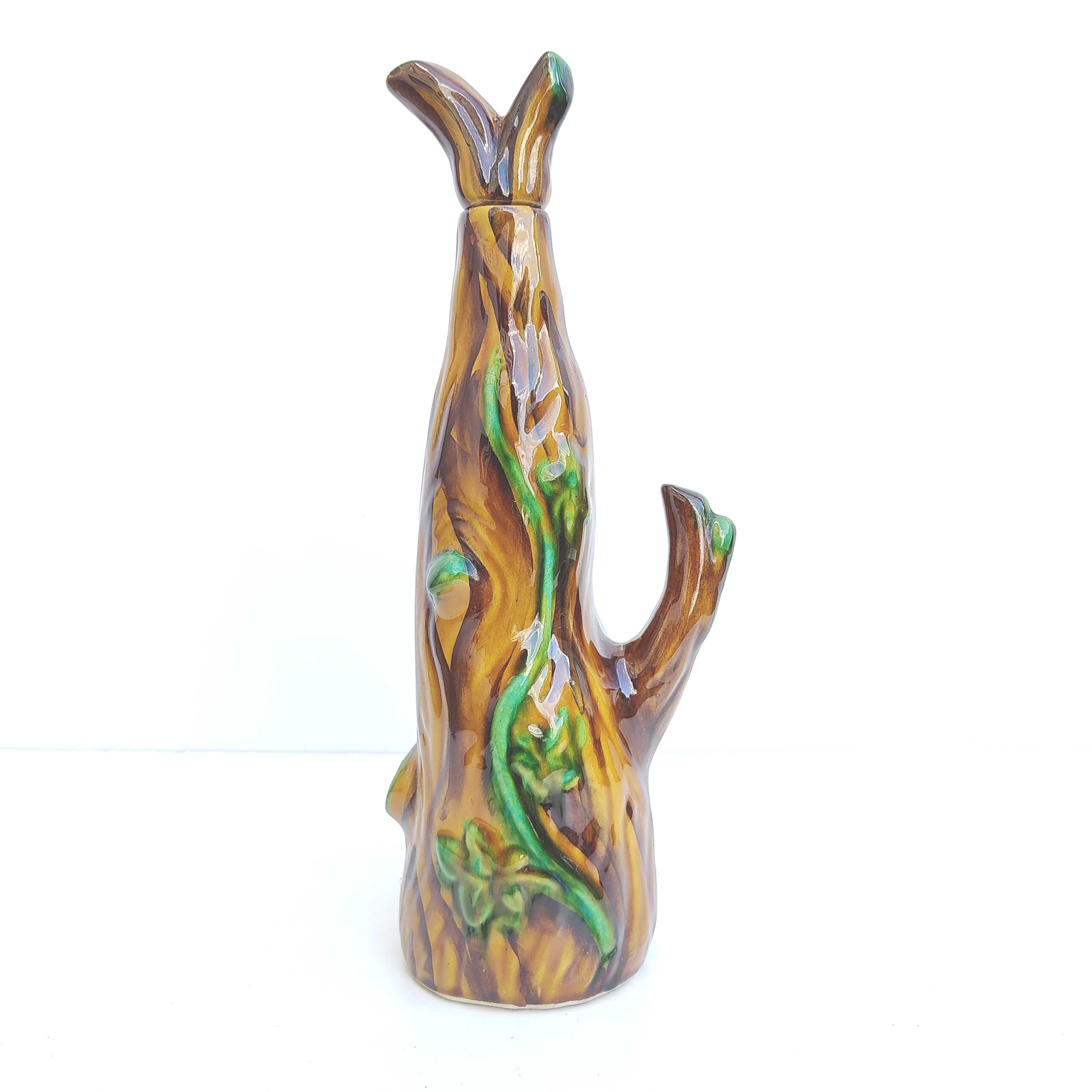 Vallauris ceramic decanter bottle tree trunk style