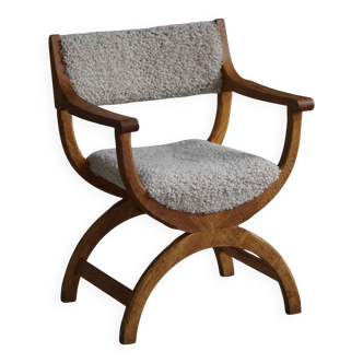 Henning Kjærnulf, Oak and lambswool armchair, "Kurul" model, Mid-century, 1960s