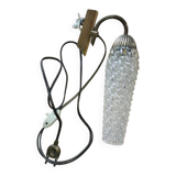 Vintage wall light in brass and textured glass – 60s/70s style