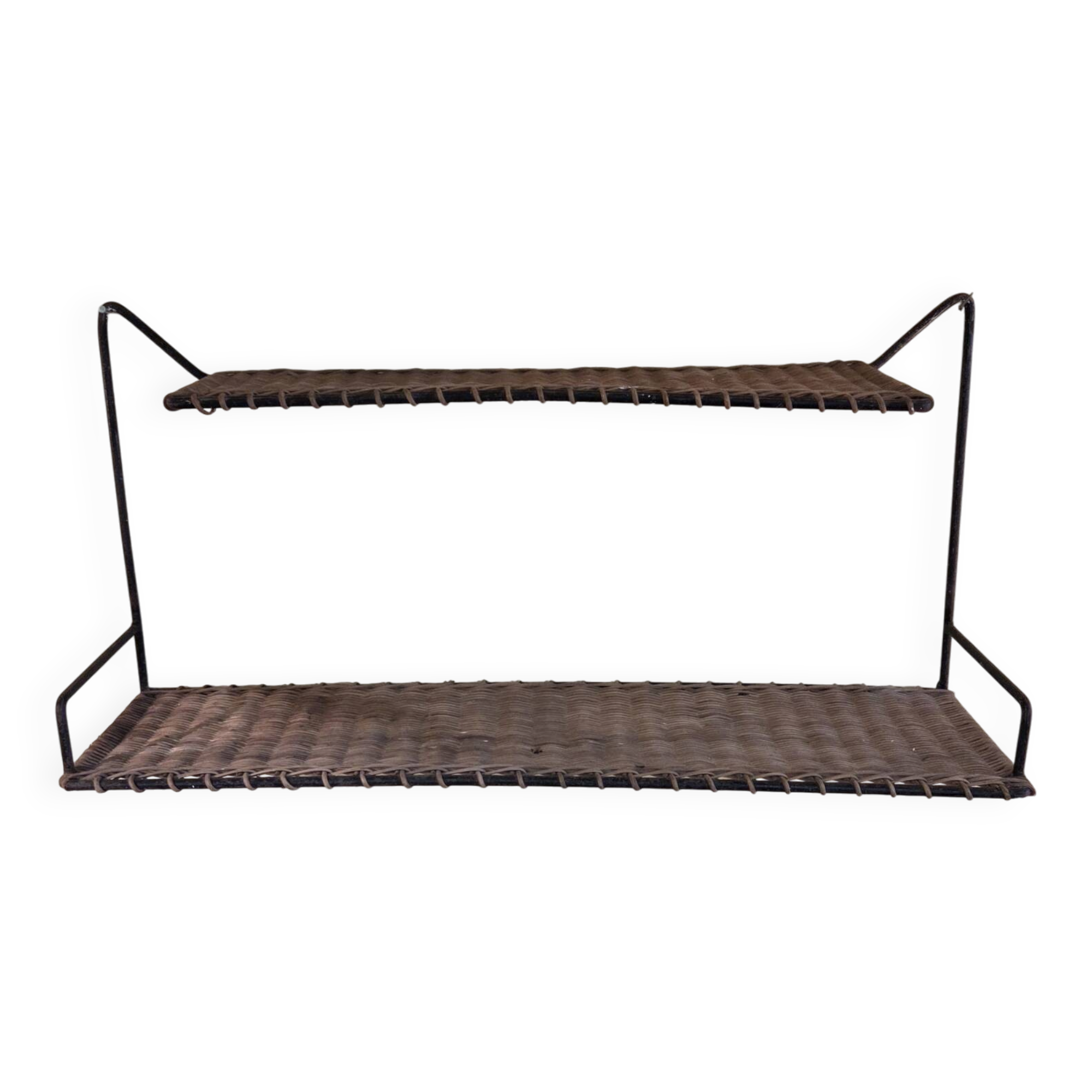 Wall shelf, metal and rattan