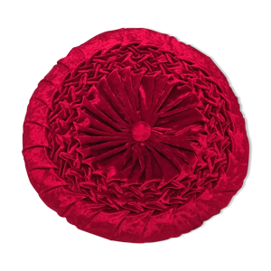 Coussin rond plissé en velour