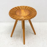 Tabouret en rotin par Jan Kalous pour Úluv, années 1960, Tchécoslovaquie