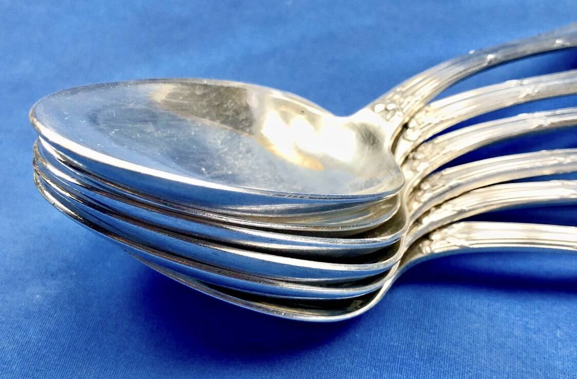 6 silver-plated metal tablespoons Christofle model Crossed Ribbons