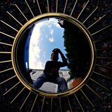 Miroir Soleil Sunburst œil de sorcière en laiton doré mid-century années 60