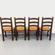 Set of 4 vintage brutalist chairs by Georges Robert in wood and straw.