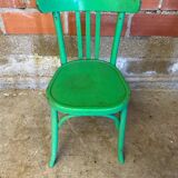 Antique Bistrot Chair Baumann Style Turned Wood Green Vintage