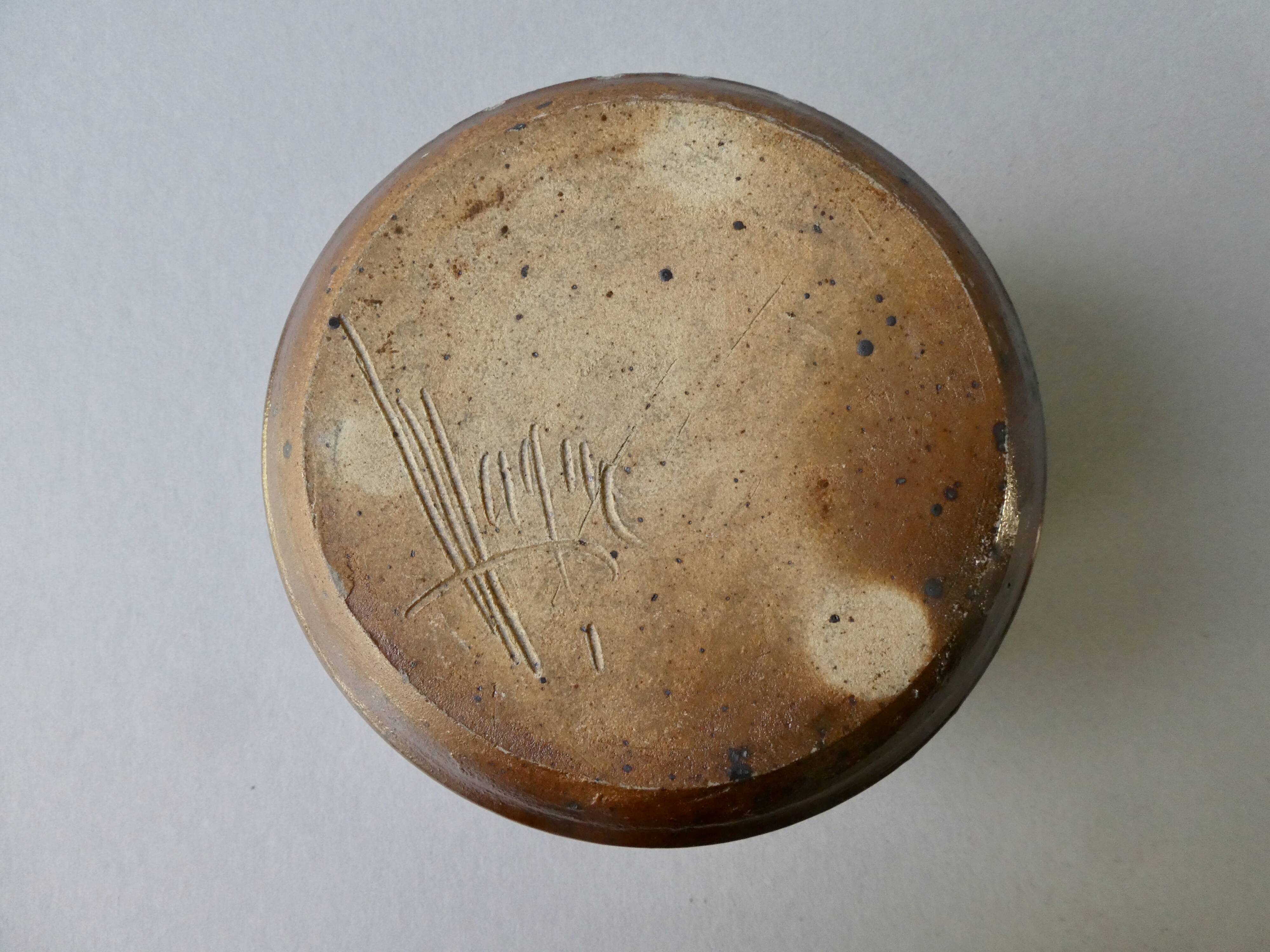 Enamelled sandstone pot cover by Alain Magne, the Borne