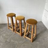 Set of three rattan high stools