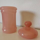 Pink opaline apothecary box, jar, pocket tray