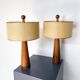 Pair of Modern Conical Wooden Table Lamps, Italy