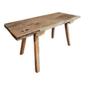 Antique work table / primitive dining table in oak, Hungary, circa 1900–1930.