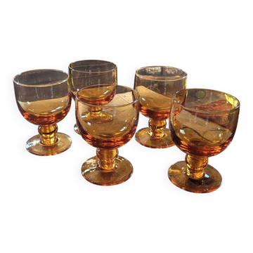 Amber glasses, balloon shape 70's
