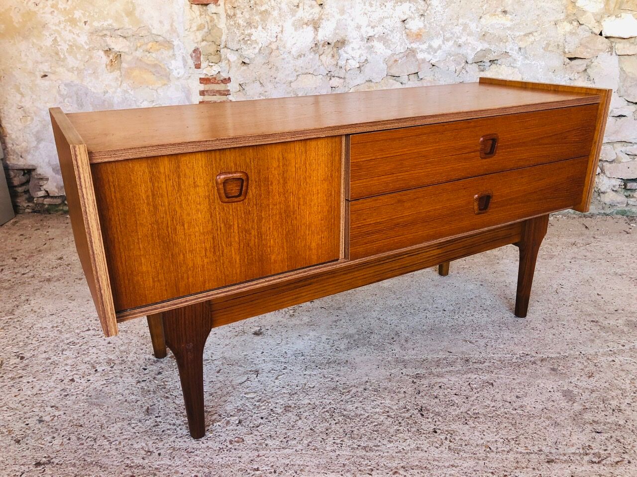 Teak bass row, Scandinavian style circa 60