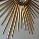 Golden Metal Sun Mirror with Convex Mirror by Chaty Vallauris. French Work
