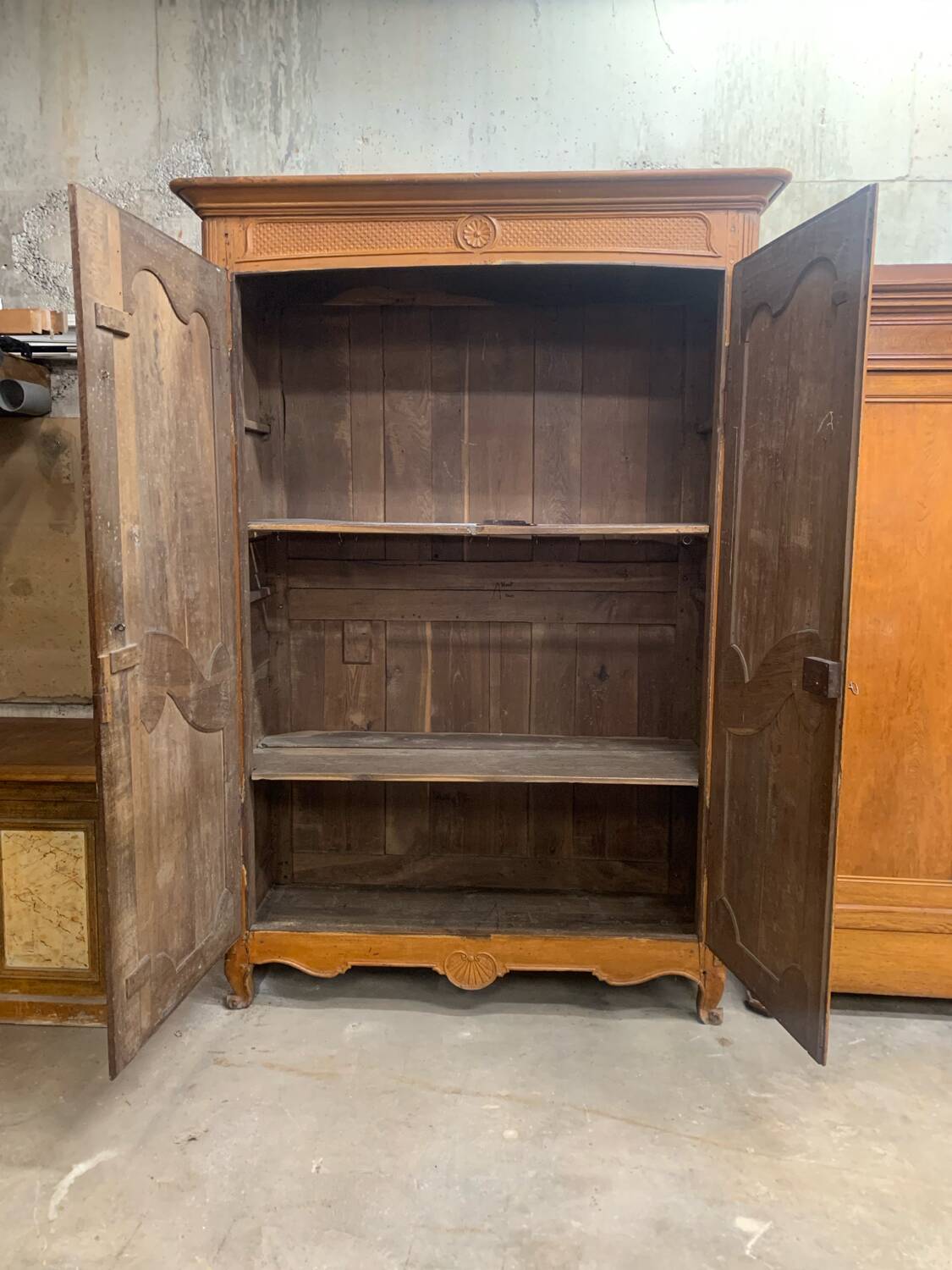 Old wardrobe, painted faux wood 19th century