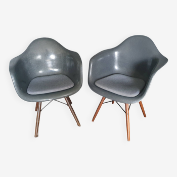Fauteuil vintage, DAW fibre - Elephant Grey - Charles & Ray Eames - Herman Miller